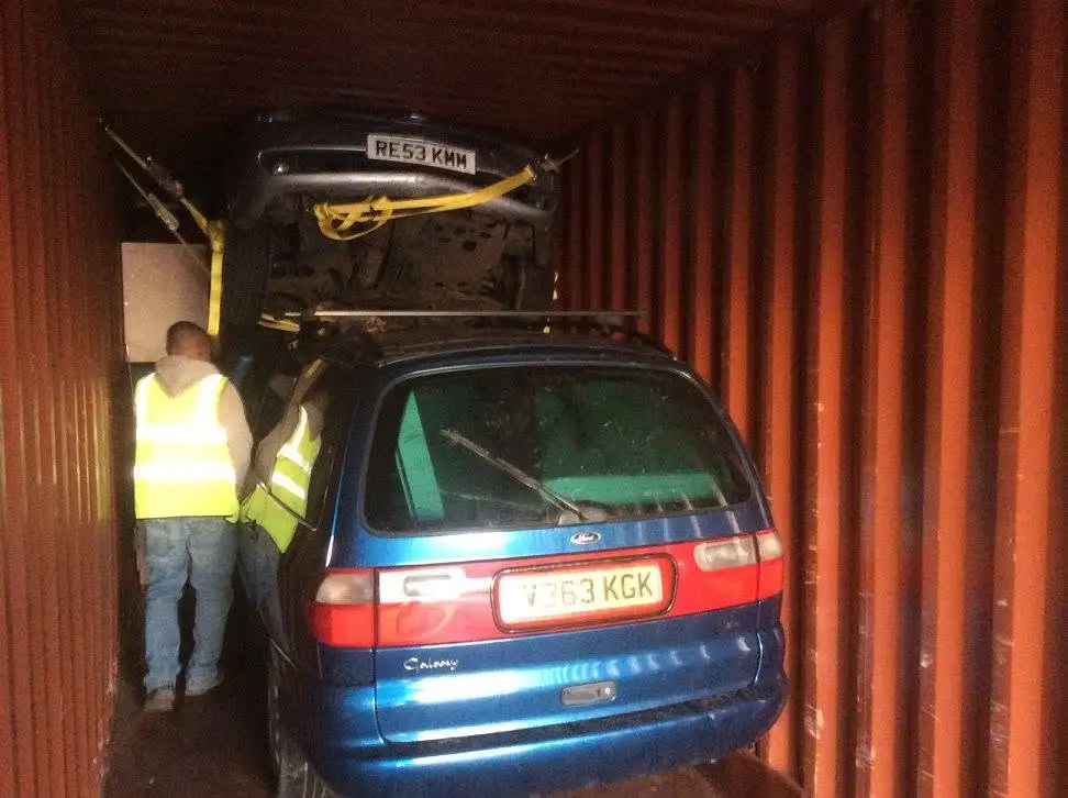 20ft container packed with household goods, appliances and a cement mixer bound for West Africa