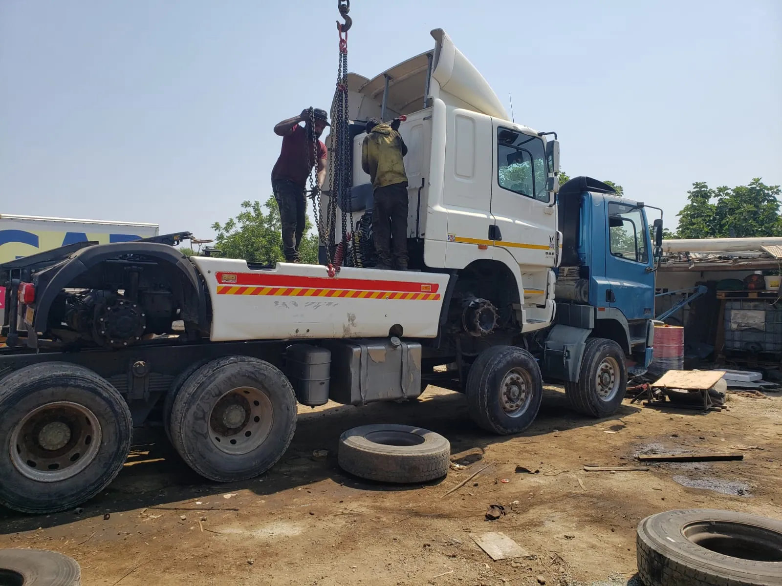 Exported commercial truck delivered and unloaded in Africa, shipped by Rolats Services from the UK to Nigeria and Ghana